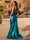 Satin Sheath/Column Sweetheart Sleeveless Prom Dresses With 3D Floral & High Split