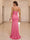 Sheath/Column Sweetheart Ruched Prom Dresses With Beading & High Split