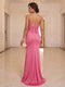 Sheath/Column Sweetheart Ruched Prom Dresses With Beading & High Split