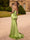 Sheath/Column Sweetheart Sweep Train Prom Dresses With Bow(s) & High Split