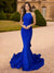 Trumpet/Mermaid Scoop Sleeveless Sweep Train Prom Dresses With Bow(s) & Beadings