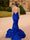Trumpet/Mermaid Scoop Sleeveless Sweep Train Prom Dresses With Bow(s) & Beadings