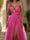 A-Line/Princess One-Shoulder Sweep Train Prom Dresses With Flower(s) & Split Side