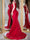 Sheath/Column One-Shoulder Sweep Train Prom Dresses With High Split & Rhinestone