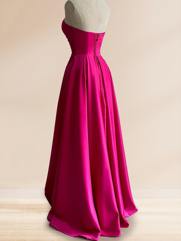 A-Line/Princess Sweetheart Floor-Length Prom Dresses With Pleats
