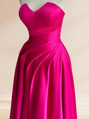 A-Line/Princess Sweetheart Floor-Length Prom Dresses With Pleats