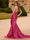 Trumpet/Mermaid Spaghetti Straps Sleeveless Sweep Train Prom Dresses With Beadings & Cascading Ruffles