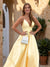 Satin A-Line/Princess V-Neck Sweep Train Prom Dresses With Pockets