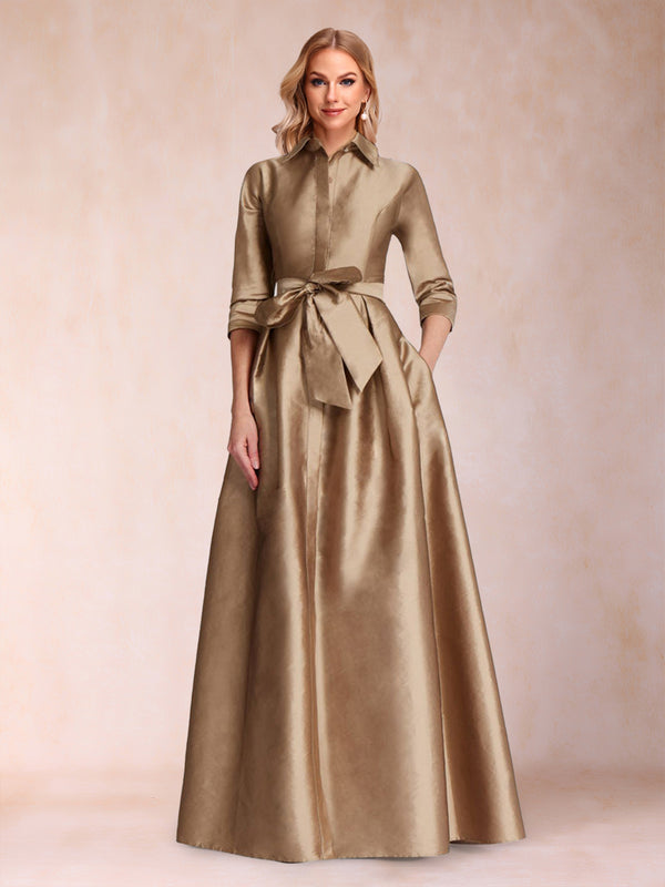 A-Line/Princess Separates V-Neck Long Sleeves Mother of the Bride Dresses With Belt