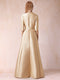 A-Line/Princess Bead Collar Half Sleeves Mother of the Bride Dresses With Belt