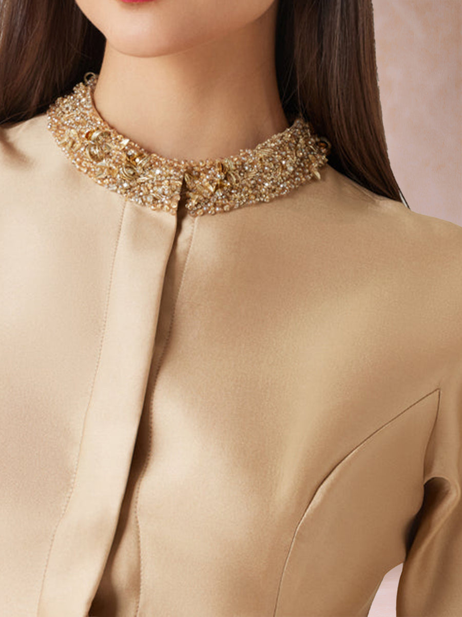 A-Line/Princess Bead Collar Half Sleeves Mother of the Bride Dresses With Belt