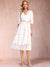 A-Line/Princess V-Neck Half Sleeves Mother of the Bride Dresses with Floral Lace