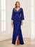 Sheath/Column V-Neck 3/4 Sleeves Mother of the Bride Dresses With Lace & 3D Floral