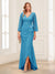 Sheath/Column V-Neck 3/4 Sleeves Mother of the Bride Dresses With Lace & 3D Floral