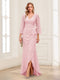 Sheath/Column V-Neck 3/4 Sleeves Mother of the Bride Dresses With Lace & 3D Floral