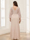 Sheath/Column V-Neck 3/4 Sleeves Plus Size Mother of the Bride Dresses With Lace & 3D Floral