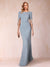 Sheath/Column Crew Neck 3/4 Sleeves Mother of the Bride Dresses With Pearls