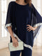 Chiffon Crew Neck Half Sleeves Long 2 Pieces Pantsuits
