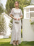Lace Sheath/Column Crew Neck Short Sleeves Ruched Mother of the Bride Dresses