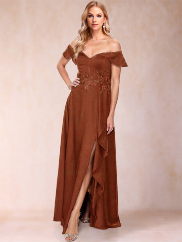 A-Line/Princess Off-the-Shoulder Sleeveless Mother of the Bride Dresses With Appliques