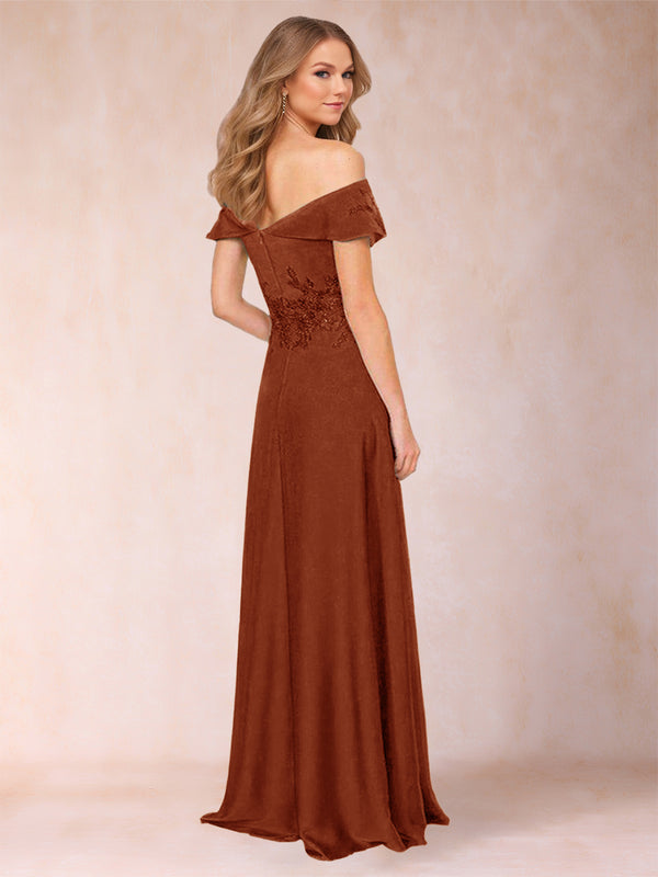 A-Line/Princess Off-the-Shoulder Sleeveless Mother of the Bride Dresses With Appliques