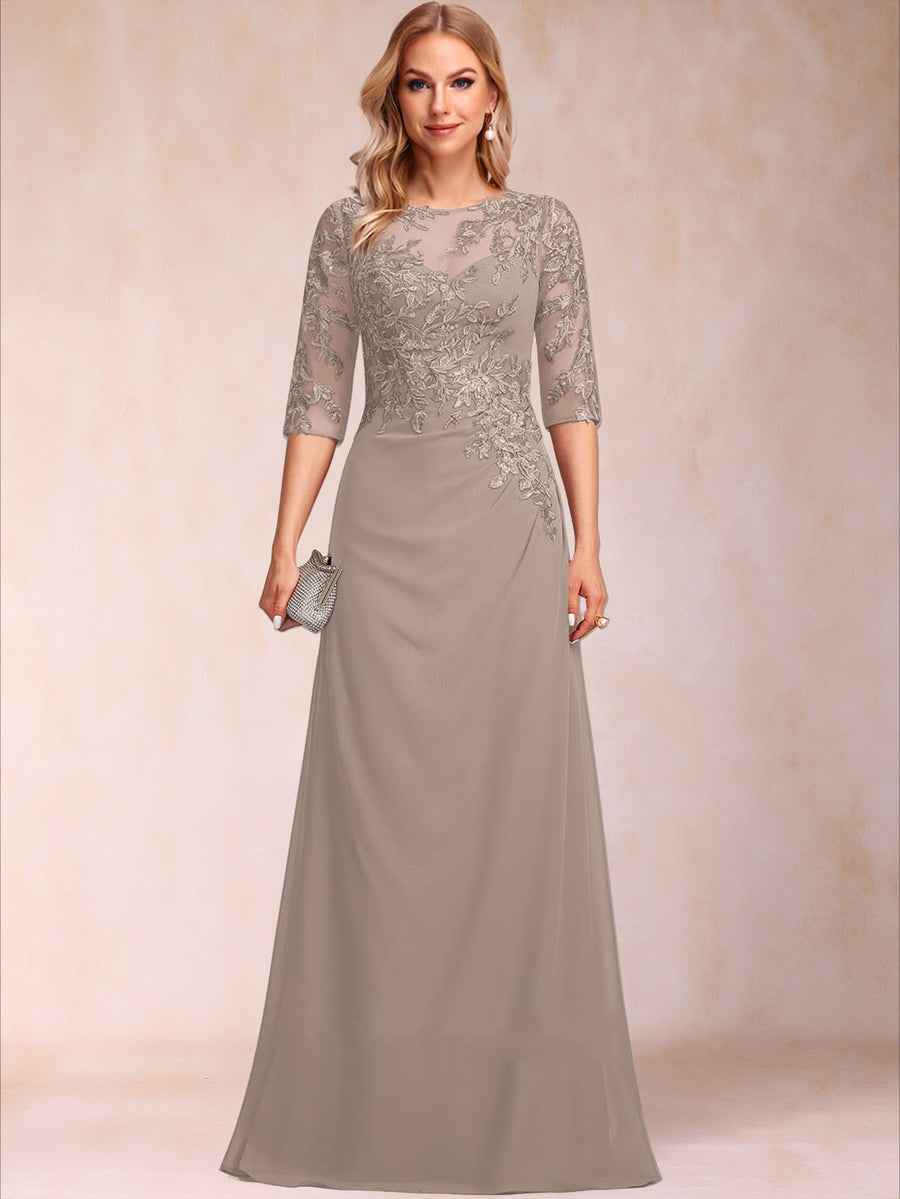 Sheath/Column Crew Neck Half Sleeves Mother of the Bride Dresses With Appliques