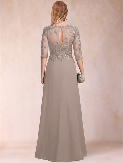 Sheath/Column Crew Neck Half Sleeves Mother of the Bride Dresses With Appliques