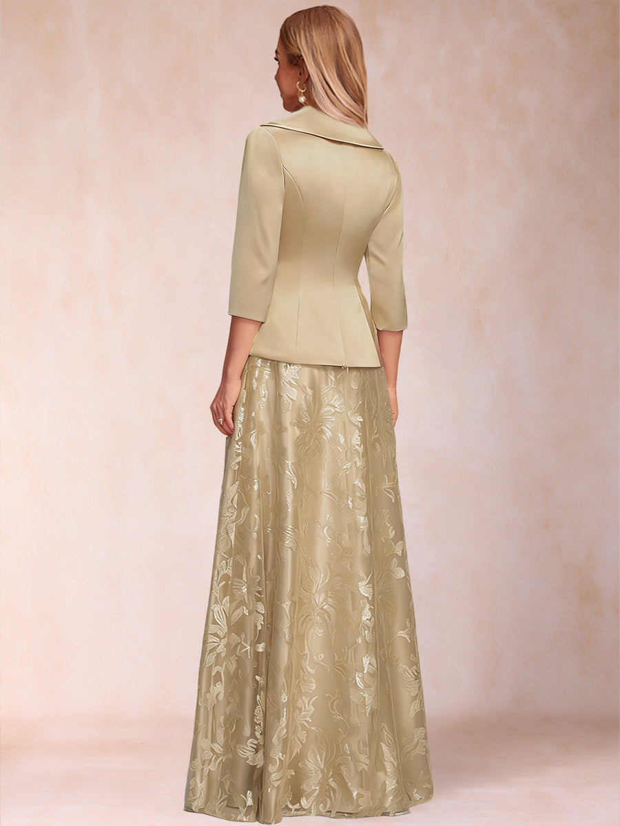 A-Line/Princess Separates V-Neck Two Piece Mother of the Bride Dresses With Bow & Sequins