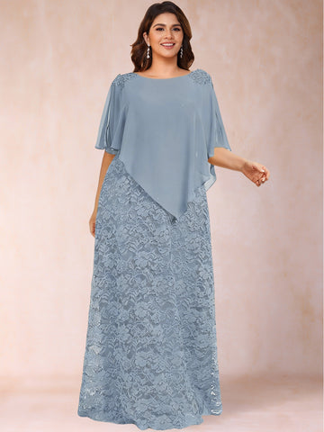 Sheath/Column Crew Neck Chiffon Plus Size Mother of the Bride Dresses With Beadings