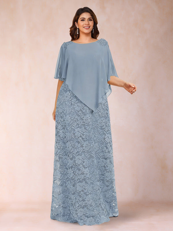 Sheath/Column Crew Neck Chiffon Plus Size Mother of the Bride Dresses With Beadings