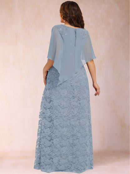 Sheath/Column Crew Neck Chiffon Plus Size Mother of the Bride Dresses With Beadings