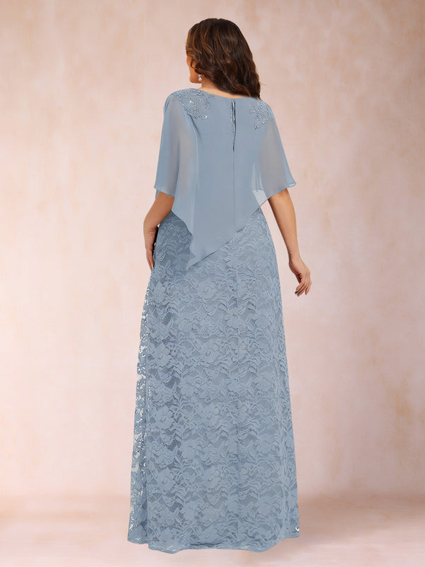 Sheath/Column Crew Neck Chiffon Plus Size Mother of the Bride Dresses With Beadings