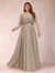 Chiffon A-Line/Princess Illusion Crew Neck Long Sleeves Plus Size Mother of the Bride Dresses With Sequins & Appliques