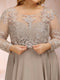 Chiffon A-Line/Princess Illusion Crew Neck Long Sleeves Plus Size Mother of the Bride Dresses With Sequins & Appliques