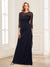 Sheath/Column Crew Neck 3/4 Sleeves Mother of the Bride Dresses With Beadings