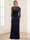 Sheath/Column Crew Neck 3/4 Sleeves Mother of the Bride Dresses With Beadings