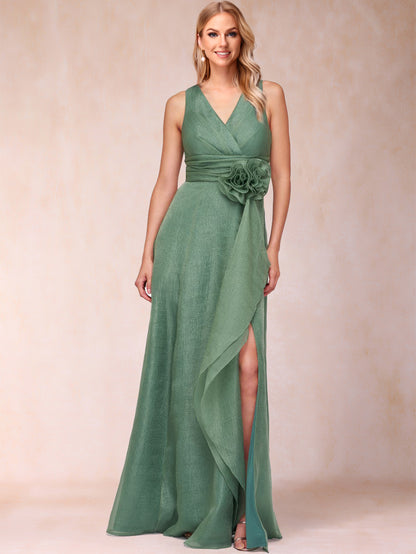 Sheath/Column V-Neck Sleeveless Mother of the Bride Dresses With Sash