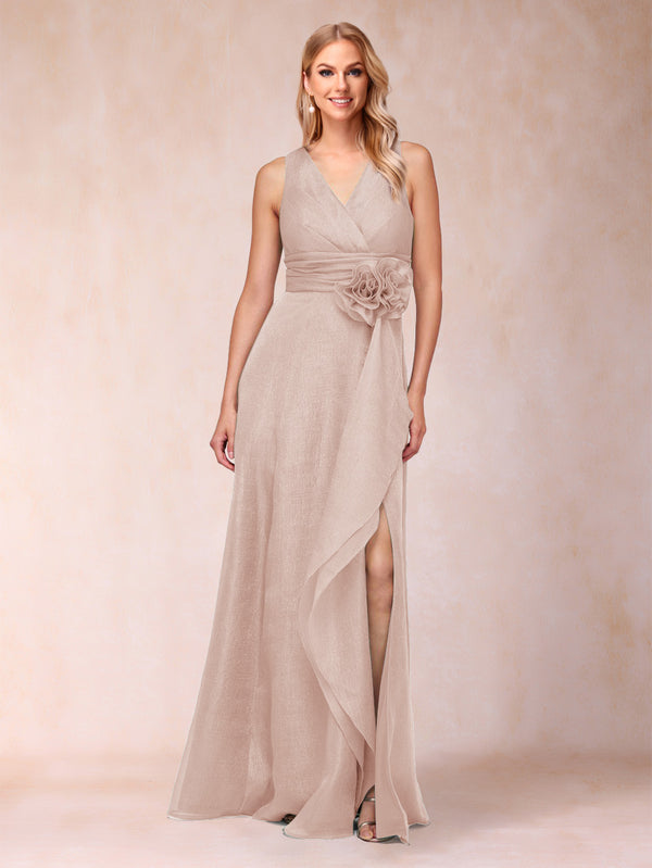 Sheath/Column V-Neck Sleeveless Mother of the Bride Dresses With Sash