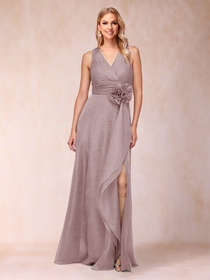 Sheath/Column V-Neck Sleeveless Mother of the Bride Dresses With Sash