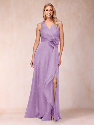 Sheath/Column V-Neck Sleeveless Mother of the Bride Dresses With Sash