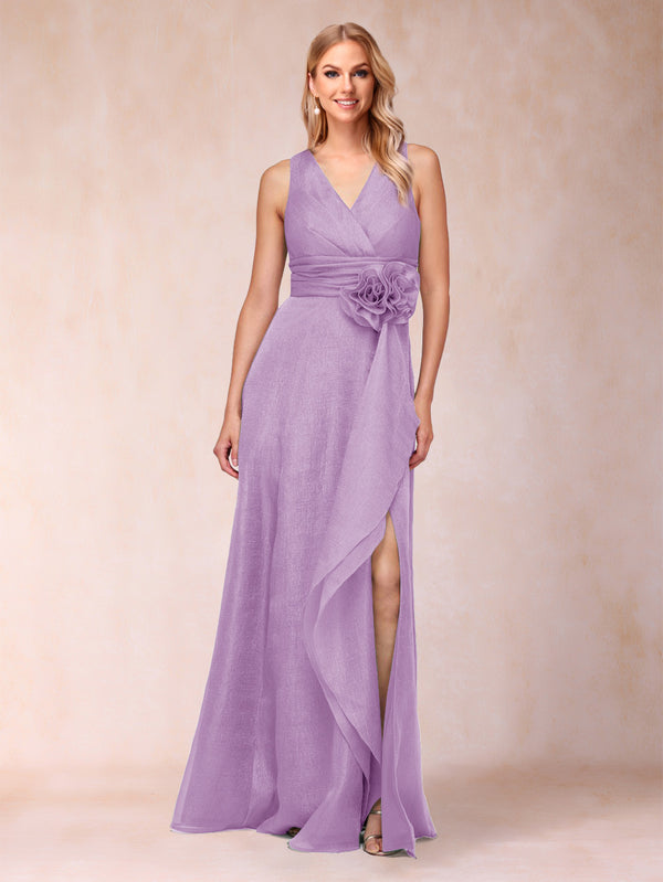 Sheath/Column V-Neck Sleeveless Mother of the Bride Dresses With Sash