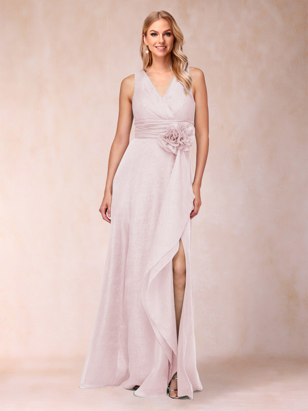 Sheath/Column V-Neck Sleeveless Mother of the Bride Dresses With Sash