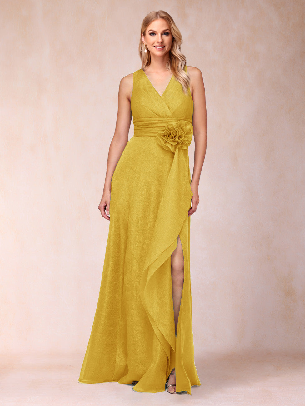 Sheath/Column V-Neck Sleeveless Mother of the Bride Dresses With Sash