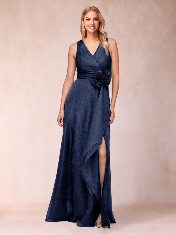 Sheath/Column V-Neck Sleeveless Mother of the Bride Dresses With Sash