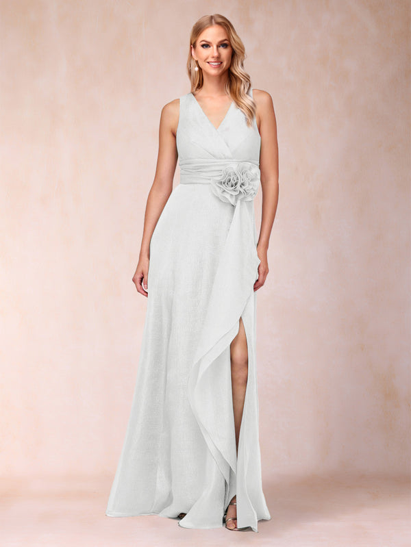 Sheath/Column V-Neck Sleeveless Mother of the Bride Dresses With Sash
