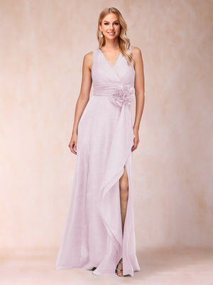 Sheath/Column V-Neck Sleeveless Mother of the Bride Dresses With Sash