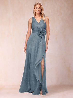 Sheath/Column V-Neck Sleeveless Mother of the Bride Dresses With Sash