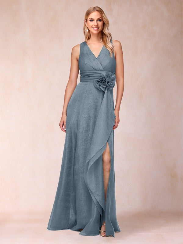 Sheath/Column V-Neck Sleeveless Mother of the Bride Dresses With Sash