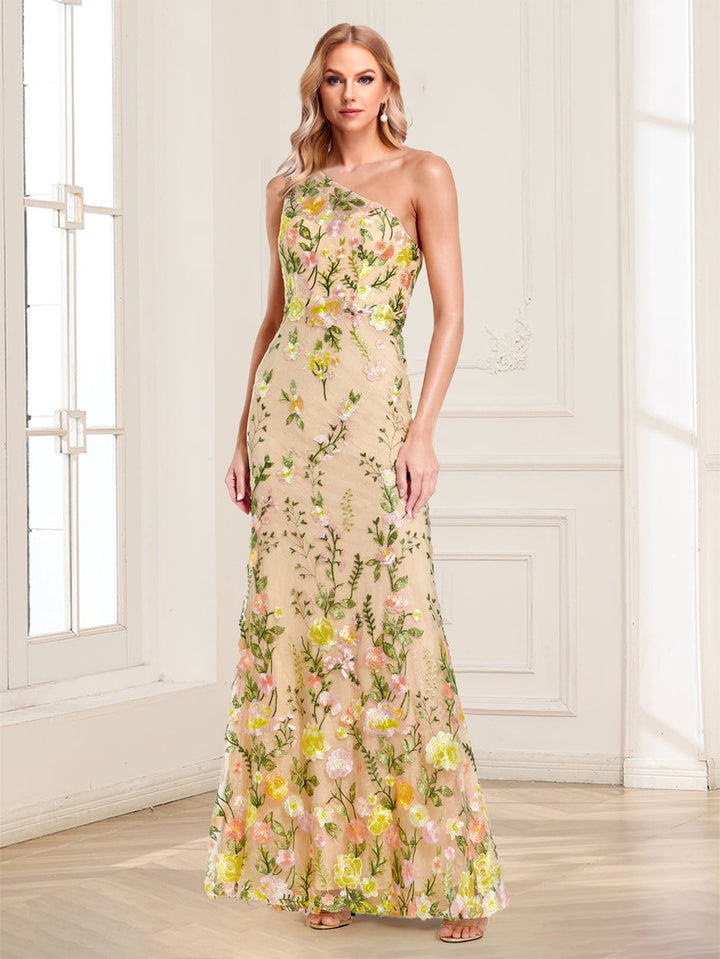Sheath/Column One-Shoulder Sleeveless Mother of the Bride Dresses With Embroidery