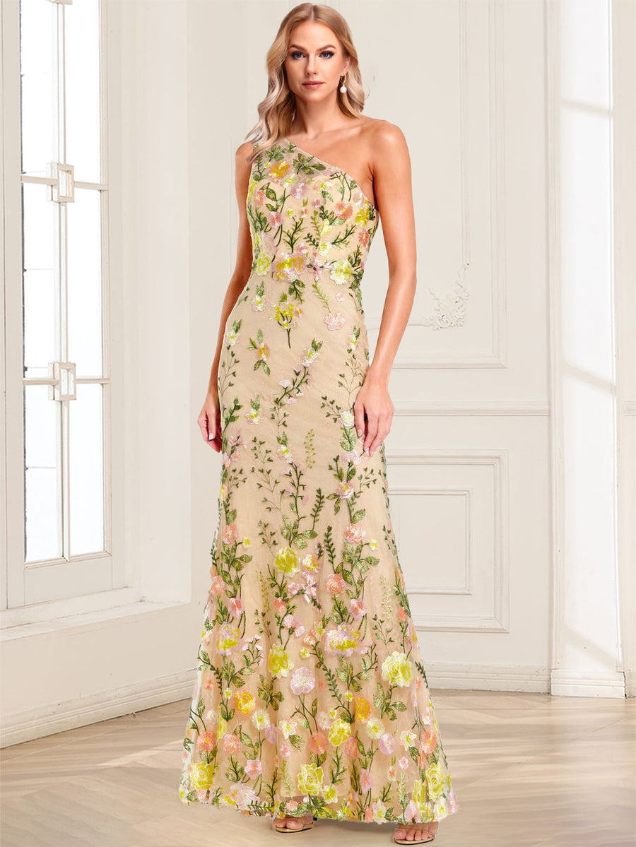 Sheath/Column One-Shoulder Sleeveless Mother of the Bride Dresses With Embroidery